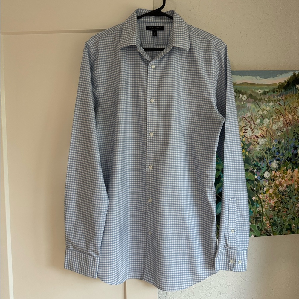 Banana Republic Hi-Dri Slim Fit Dress Shirt, size M Tall